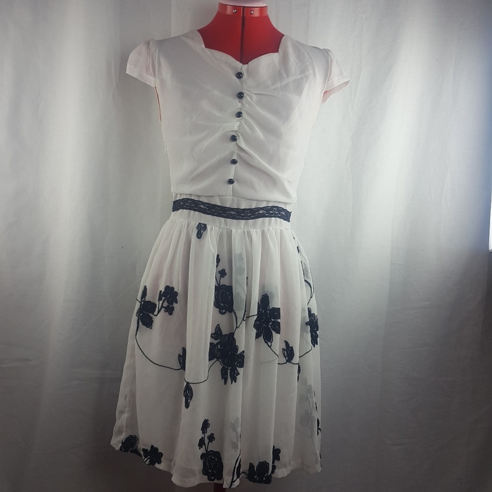 Black and white floral dress